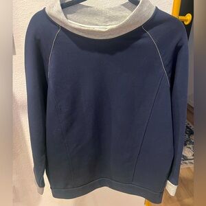 Hubert Gasser Navy Blue Grey Collar and Cuff Sweatshirt